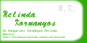 melinda kormanyos business card